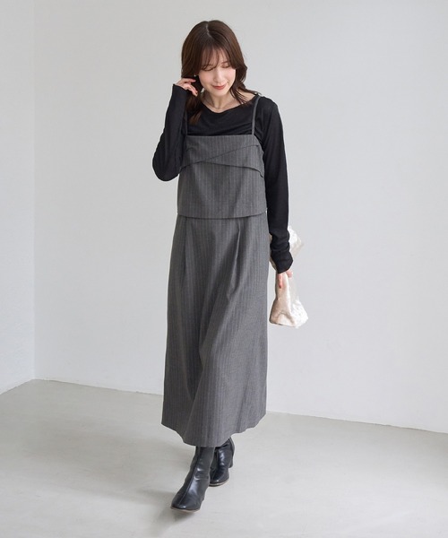 ROPE' PICNIC(ロペピクニック)の「【大人気商品につき今年も登場!】【WEB限定】セットアップ見え 褒められワンピース(ワンピース・レディース・チャコールグレー/ベージュ系その他/ブラック・M/S)」の7枚目の写真
