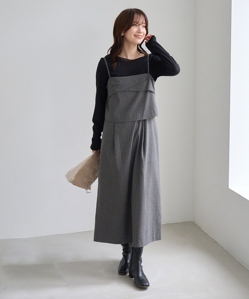 ROPE' PICNIC(ロペピクニック)の「【大人気商品につき今年も登場!】【WEB限定】セットアップ見え 褒められワンピース(ワンピース・レディース・チャコールグレー/ベージュ系その他/ブラック・M/S)」の8枚目の写真