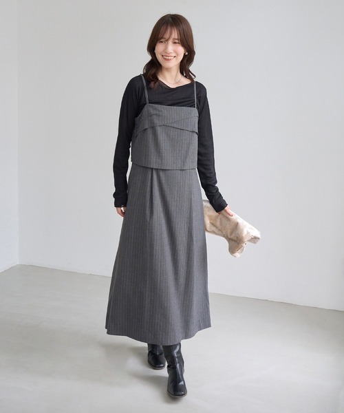 ROPE' PICNIC(ロペピクニック)の「【大人気商品につき今年も登場!】【WEB限定】セットアップ見え 褒められワンピース(ワンピース・レディース・チャコールグレー/ベージュ系その他/ブラック・M/S)」の9枚目の写真