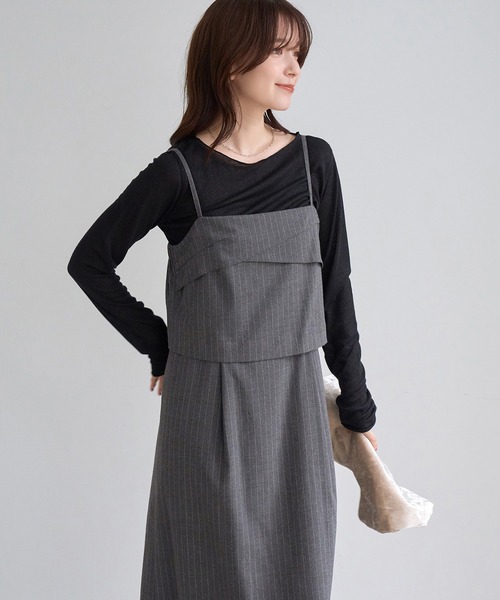 ROPE' PICNIC(ロペピクニック)の「【大人気商品につき今年も登場!】【WEB限定】セットアップ見え 褒められワンピース(ワンピース・レディース・チャコールグレー/ベージュ系その他/ブラック・M/S)」の12枚目の写真