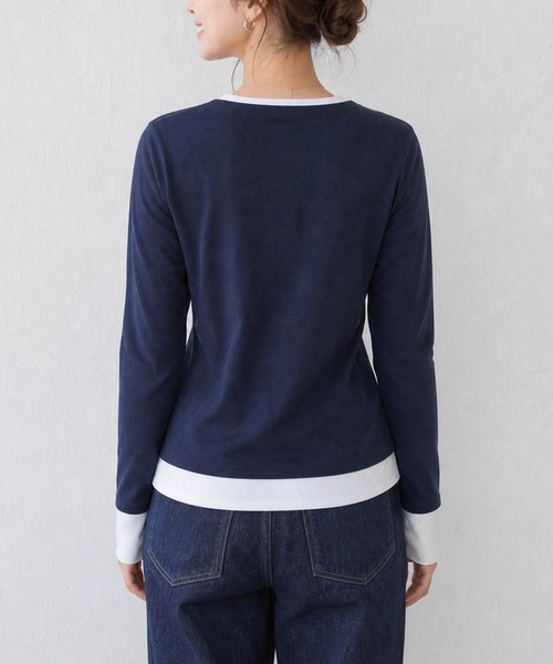 JOCOSA(ジョコサ)の「レイヤード風 シンプルロングTシャツ(Tシャツ/カットソー・レディース・ブラック/ネイビー/グレー・M/S/L)」の18枚目の写真