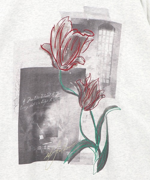 iS ScoLar(イズスカラー)の「563226:窓辺の花柄 ドルマンスリーブプルオーバー(Tシャツ/カットソー・レディース・オートミール/チャコールグレー/ブラウン・M)」の12枚目の写真