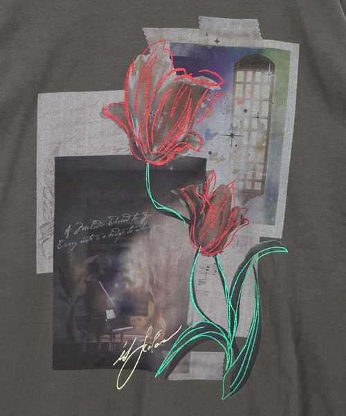 iS ScoLar(イズスカラー)の「563226:窓辺の花柄 ドルマンスリーブプルオーバー(Tシャツ/カットソー・レディース・オートミール/チャコールグレー/ブラウン・M)」の13枚目の写真