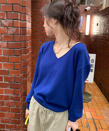 SIGN Vネックニット_コバルト