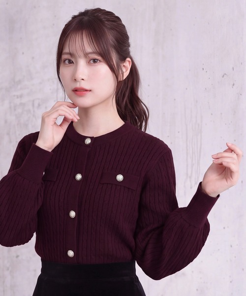 TRUDEA(トルディア)の「スポンディッシュケーブルカーディガン(カーディガン/ボレロ・レディース・ネイビー/ブラウン/ワイン・MEDIUM)」の3枚目の写真