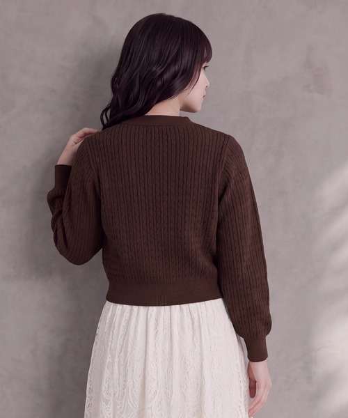 TRUDEA(トルディア)の「スポンディッシュケーブルカーディガン(カーディガン/ボレロ・レディース・ネイビー/ブラウン/ワイン・MEDIUM)」の5枚目の写真