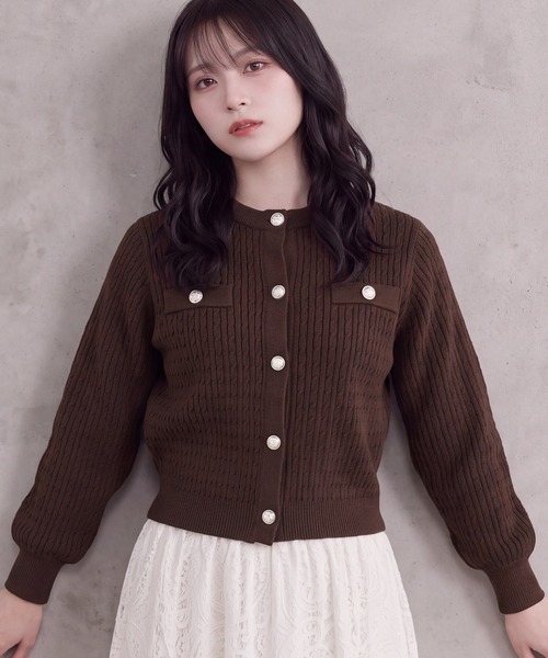 TRUDEA(トルディア)の「スポンディッシュケーブルカーディガン(カーディガン/ボレロ・レディース・ネイビー/ブラウン/ワイン・MEDIUM)」の6枚目の写真
