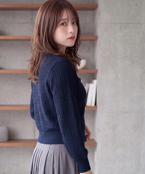 TRUDEA(トルディア)の「スポンディッシュケーブルカーディガン(カーディガン/ボレロ・レディース・ネイビー/ブラウン/ワイン・MEDIUM)」の12枚目の写真