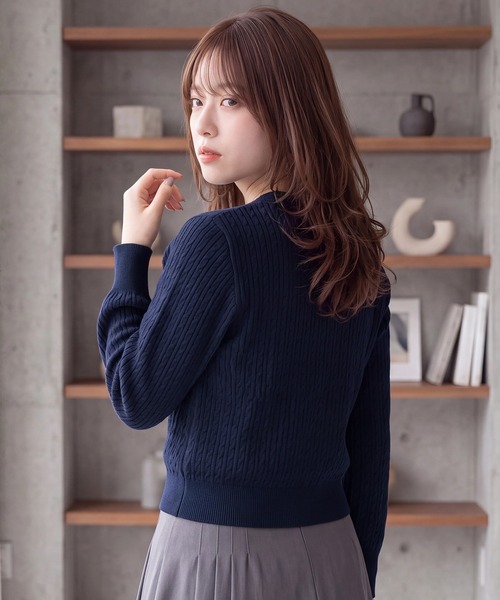 TRUDEA(トルディア)の「スポンディッシュケーブルカーディガン(カーディガン/ボレロ・レディース・ネイビー/ブラウン/ワイン・MEDIUM)」の13枚目の写真