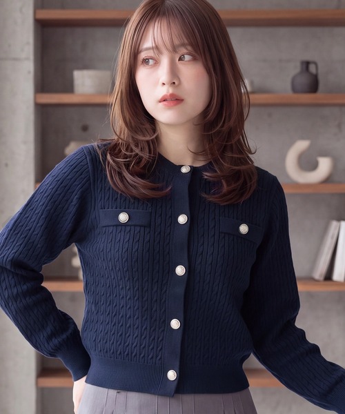 TRUDEA(トルディア)の「スポンディッシュケーブルカーディガン(カーディガン/ボレロ・レディース・ネイビー/ブラウン/ワイン・MEDIUM)」の14枚目の写真