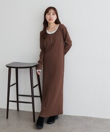 レイヤードヘンリーネックワンピース