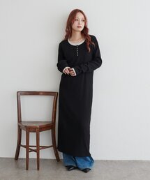 レイヤードヘンリーネックワンピース