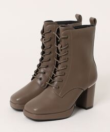 【Sepia Blassam】ショートブーツ レースアップブーツ 厚底 チャンキーヒール 太ヒール 編み上げ
