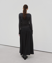 TIF WIDE WAIST SHIRRING SKIRT_2COLORS