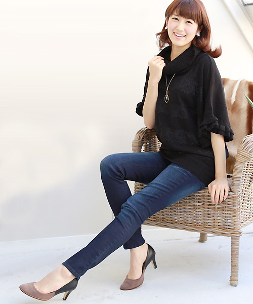 REAL CUBE(リアルキューブ)の「REAL CUBE リラックスモダールスキニーデニム(デニムパンツ・レディース・ネイビー/ブルー系その他/ブルー・38/40/36)」の4枚目の写真