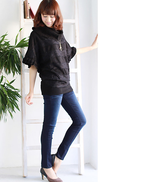 REAL CUBE(リアルキューブ)の「REAL CUBE リラックスモダールスキニーデニム(デニムパンツ・レディース・ネイビー/ブルー系その他/ブルー・38/40/36)」の5枚目の写真