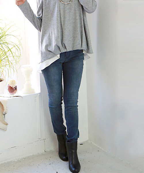 REAL CUBE(リアルキューブ)の「REAL CUBE リラックスモダールスキニーデニム(デニムパンツ・レディース・ネイビー/ブルー系その他/ブルー・38/40/36)」の12枚目の写真