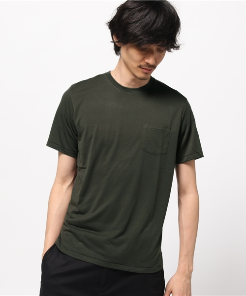 koe(コエ)の「裾ラウンドTシャツ(Tシャツ/カットソー・メンズ・カーキ/オフホワイト・SMALL/LARGE/LL/MEDIUM)」の1枚目の写真