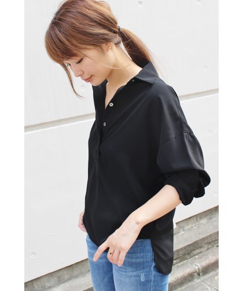 FIGARO Paris（フィガロパリ）の「ドルマンスリーブエフォートレスシャツ◆（シャツ/ブラウス・レディース・ブラック/カーキ/ホワイト・36/38）」の2枚目の写真