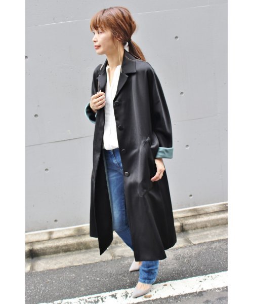 FIGARO Paris（フィガロパリ）の「TAダブルサテンステンカラーコート◆（ステンカラーコート・レディース・ブラック/キャメル・36/38）」の19枚目の写真