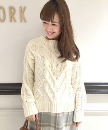 laboratory work | モールヤーンケーブルプルオーバー(ニット/セーター)