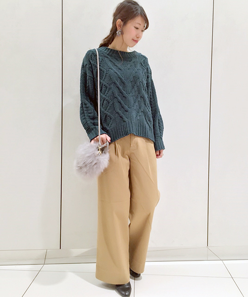 laboratory work（ラボラトリーワーク）の「モールヤーンケーブルニットプルオーバー（ニット/セーター・レディース・ライトグレー/オフホワイト/ブラック/グリーン/キャメル・MEDIUM）」の13枚目の写真