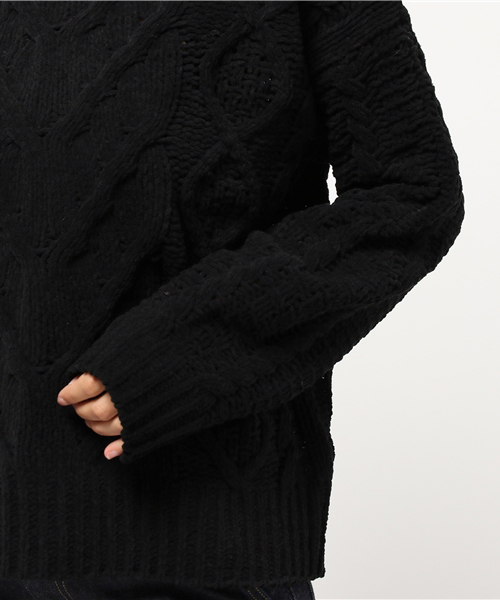 laboratory work（ラボラトリーワーク）の「モールヤーンケーブルニットプルオーバー（ニット/セーター・レディース・ライトグレー/オフホワイト/ブラック/グリーン/キャメル・MEDIUM）」の10枚目の写真