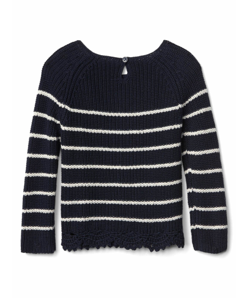 GAP（ギャップ）の「Stripe lace-trim keyhole sweater（ニット/セーター・キッズ・ブルー/アイボリー・105cm/90cm/110cm/100cm/95cm/80ｃｍ）」の3枚目の写真
