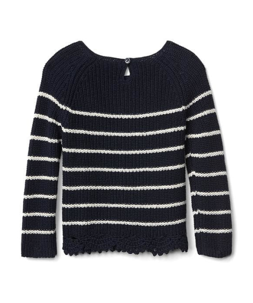 GAP（ギャップ）の「Stripe lace-trim keyhole sweater（ニット/セーター・キッズ・ブルー/アイボリー・105cm/90cm/110cm/100cm/95cm/80ｃｍ）」の4枚目の写真