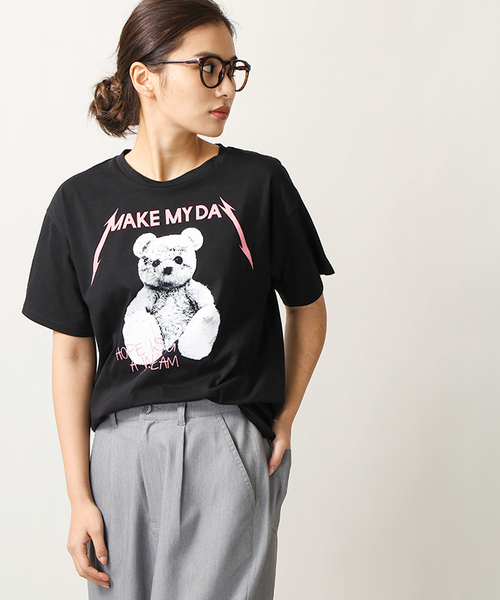 WEGO(ウィゴー)の「WEGO/ドリーミーロックプリントカットソー(Tシャツ/カットソー・レディース・ライトパープル/ライトピンク/ホワイト/ブラック・FREE)」の4枚目の写真