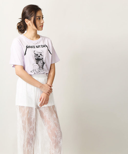 WEGO(ウィゴー)の「WEGO/ドリーミーロックプリントカットソー(Tシャツ/カットソー・レディース・ライトパープル/ライトピンク/ホワイト/ブラック・FREE)」の22枚目の写真