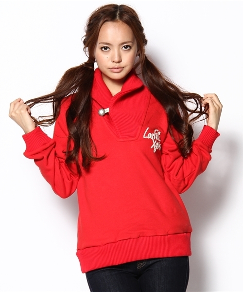 X-girl（エックスガール）の「PULL-OVER SWEAT TOP（スウェット・レディース・アッシュグレー/レッド/ネイビー・1/2）」の3枚目の写真