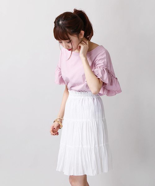 WEGO（ウィゴー）の「WEGO/2WAYドルマンフリルカットソー（Tシャツ/カットソー・レディース・ホワイト/ブラック/ネイビー/ライトパープル/ダークオレンジ/カーキ・MEDIUM/LARGE）」の20枚目の写真