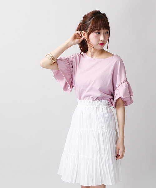 WEGO（ウィゴー）の「WEGO/2WAYドルマンフリルカットソー（Tシャツ/カットソー・レディース・ホワイト/ブラック/ネイビー/ライトパープル/ダークオレンジ/カーキ・MEDIUM/LARGE）」の21枚目の写真