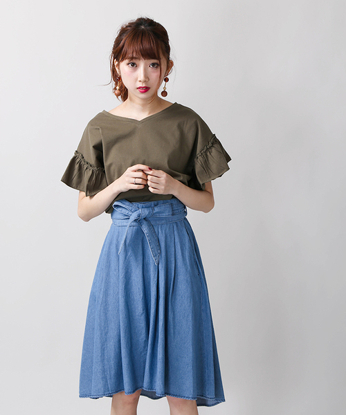 WEGO（ウィゴー）の「WEGO/2WAYドルマンフリルカットソー（Tシャツ/カットソー・レディース・ホワイト/ブラック/ネイビー/ライトパープル/ダークオレンジ/カーキ・MEDIUM/LARGE）」の22枚目の写真