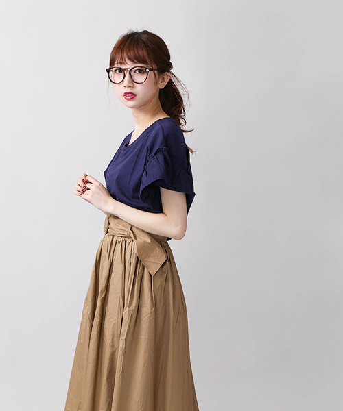 WEGO（ウィゴー）の「WEGO/2WAYドルマンフリルカットソー（Tシャツ/カットソー・レディース・ホワイト/ブラック/ネイビー/ライトパープル/ダークオレンジ/カーキ・MEDIUM/LARGE）」の13枚目の写真