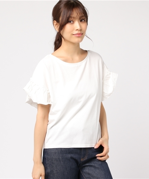 WEGO（ウィゴー）の「WEGO/2WAYドルマンフリルカットソー（Tシャツ/カットソー・レディース・ホワイト/ブラック/ネイビー/ライトパープル/ダークオレンジ/カーキ・MEDIUM/LARGE）」の9枚目の写真