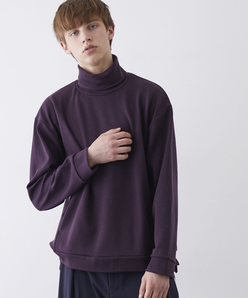 STUDIOUS（ステュディオス）の「【STUDIOUS】ブライトウールポンチタートルネック（スウェット・メンズ・ベージュ/パープル/ブラック・2/3/1）」の3枚目の写真