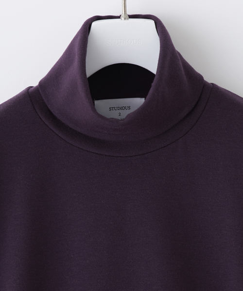 STUDIOUS（ステュディオス）の「【STUDIOUS】ブライトウールポンチタートルネック（スウェット・メンズ・ベージュ/パープル/ブラック・2/3/1）」の4枚目の写真
