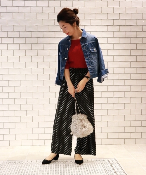 le.coeur blanc(ルクールブラン)の「デシンドットプリントワイドパンツ(その他パンツ・レディース・レッド系その他3/ブラック系その他・MEDIUM)」の2枚目の写真