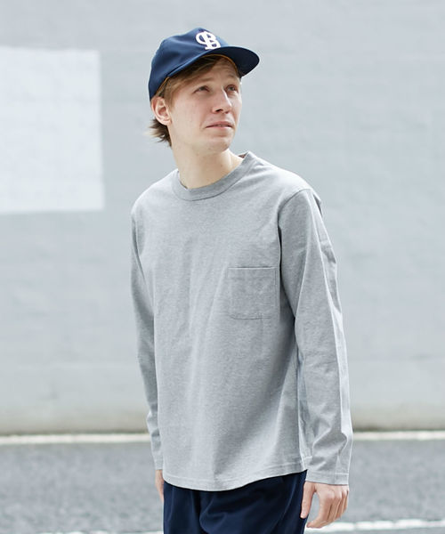 L&HARMONY(エルアンドハーモニー)の「ハイクルーネックポケットロングスリーブTシャツ(Tシャツ/カットソー・メンズ・ホワイト/ネイビー/グレー・MEDIUM/LARGE)」の3枚目の写真