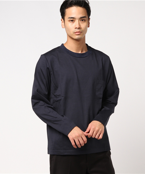 L&HARMONY(エルアンドハーモニー)の「ハイクルーネックポケットロングスリーブTシャツ(Tシャツ/カットソー・メンズ・ホワイト/ネイビー/グレー・MEDIUM/LARGE)」の10枚目の写真