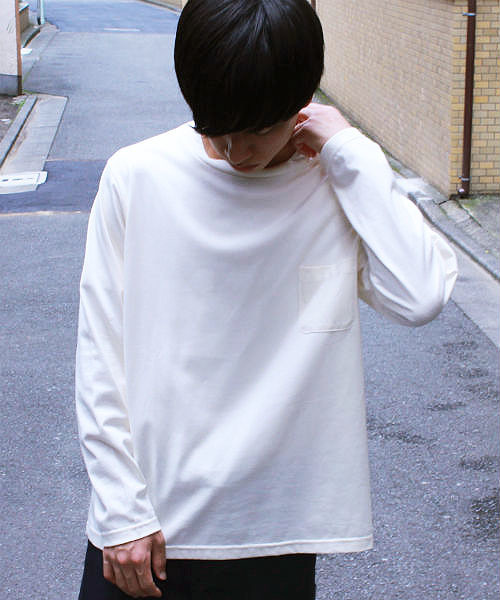 L&HARMONY(エルアンドハーモニー)の「ハイクルーネックポケットロングスリーブTシャツ(Tシャツ/カットソー・メンズ・ホワイト/ネイビー/グレー・MEDIUM/LARGE)」の15枚目の写真