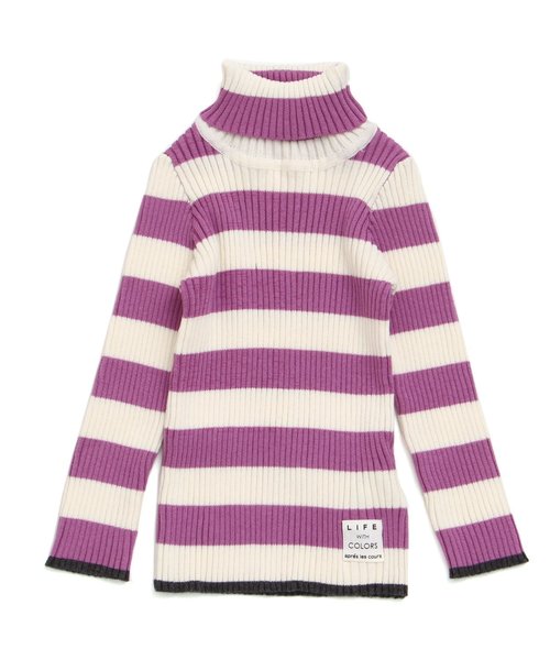 apres les cours(アプレレクール)の「リブニットタートル(ニット/セーター・キッズ・マスタード/ラベンダー/ロイヤルブルー/ブラック/オフホワイト/その他・100/110/120/130/140/80/90)」の5枚目の写真