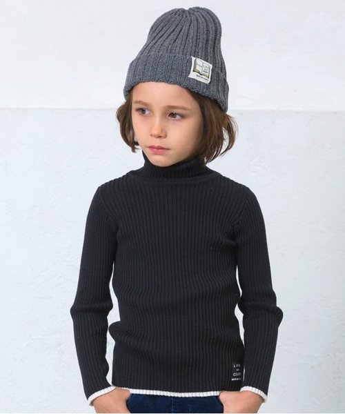 apres les cours(アプレレクール)の「リブニットタートル(ニット/セーター・キッズ・マスタード/ラベンダー/ロイヤルブルー/ブラック/オフホワイト/その他・100/110/120/130/140/80/90)」の3枚目の写真