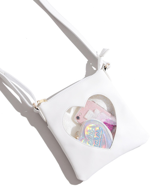 WEGO（ウィゴー）の「WEGO/ハートウィンドウミニショルダーバッグ（ショルダーバッグ・レディース・イエロー/その他1/ライトパープル/レッド/サックスブルー/ホワイト/ブラック・FREE）」の2枚目の写真