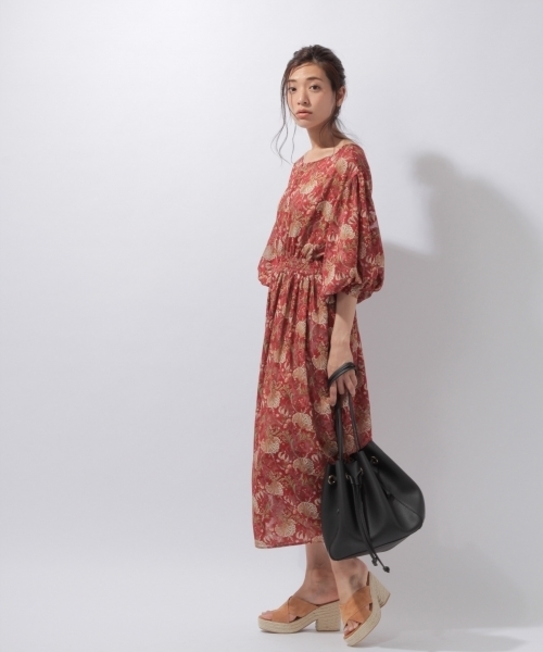 laboratory work（ラボラトリーワーク）の「３ＷＡＹジャガードプリントワンピース（ワンピース・レディース・ネイビー/ボルドー・MEDIUM）」の5枚目の写真