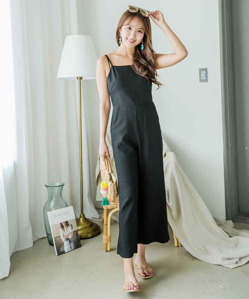 MODE ROBE(モードローブ)の「キャミオールインワン(サロペット/オーバーオール・レディース・ブラック/ベージュ/ピンク・FREE)」の2枚目の写真