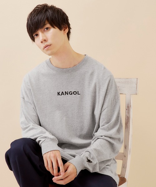 KANGOL（カンゴール）の「▽WEB限定 MONO-MART×KANGOL カンゴール ビッグシルエットプリント長袖Tee 袖モチーフ刺繍（Tシャツ/カットソー・メンズ・ホワイト系その他/ダークグリーン/ブラック系その他/ブラック/ホワイト/杢グレー/ボルドー/ネイビー/パープル/ダークグレー/ダークベージュ/ブラウン・FREE）」の6枚目の写真
