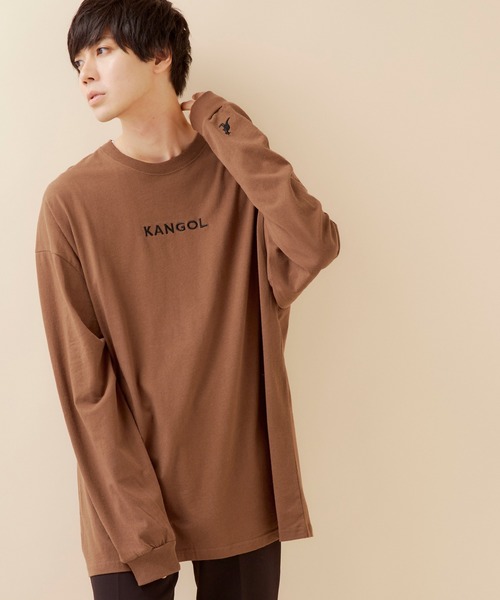KANGOL（カンゴール）の「▽WEB限定 MONO-MART×KANGOL カンゴール ビッグシルエットプリント長袖Tee 袖モチーフ刺繍（Tシャツ/カットソー・メンズ・ホワイト系その他/ダークグリーン/ブラック系その他/ブラック/ホワイト/杢グレー/ボルドー/ネイビー/パープル/ダークグレー/ダークベージュ/ブラウン・FREE）」の7枚目の写真